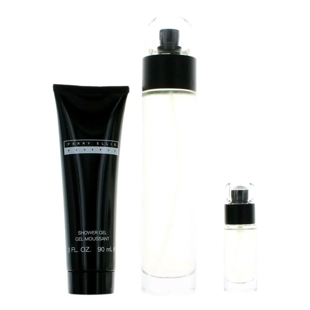 Reserve by Perry Ellis Men's 3-Piece Deluxe Gift Pack, 100% Authentic Guaranteed Dreamy Floral Musk EDP Spray, Daily Wear Scented Fragrance Set for Daily Aroma, Long-Lasting