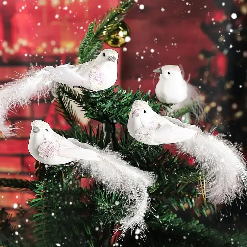 Feather Artificial Pigeon Clamps, Christmas Tree Decoration Wreath Supplies, Party Wedding DIY Crafts Decorations