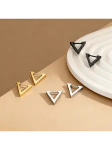Trendy, Geometric Triangle, Stainless Steel Earrings, Minimalist Punk, Triangle Stud Earrings