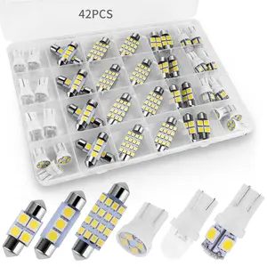 42-Piece Super Bright White Interior Car LED Light Bulb Kit - DE3175 T10 31mm 41mm 194 Bulbs for Dome, Map, Tail, Cab & Truck Width Lights