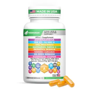 39-in-1 Skin, Gut & Hormone | Cortisol Support – with DIM, Zinc, Probiotics, Ashwagandha, Turmeric & Antioxidants – Clinically-Backed Supplement for Women & Men – Immune & Detox – 90 Capsules