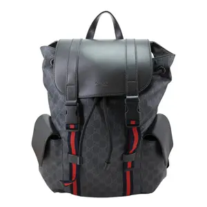 Pre-owned GUCCI Canvas Backpacks GG Supreme Backpack Black 495563