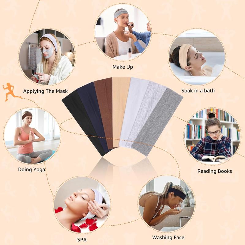 Headbands for Women Non Slip - 7PCS Fashion Sports Hair Bands for Women's  Soft Cotton Cloth Stretchy Headbands for Women for Workout Yoga Running