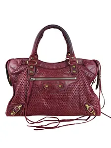 Pre-owned na Shoulder Bags Balenciaga Maroon Perforated M City Bag