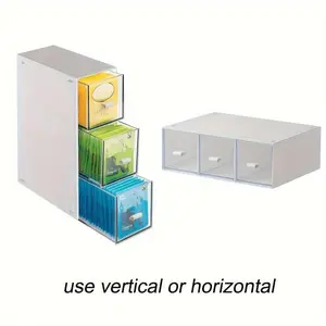 1pc, Plastic Tea Bag Storage Box, Multi-Purpose Kitchen Drawer Basket, Flexible Vertical Or Horizontal Use, Countertop Organizer For Coffee, Sugar, Creamers, Home & Office Organization Accessory