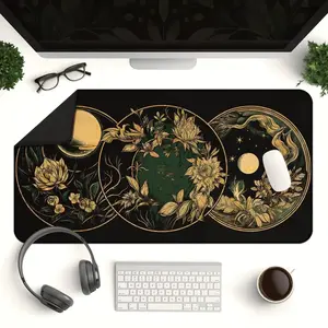 Art Nouveau Celestial Moon Desk Mat - Witch Aesthetic Gaming Mouse Pad