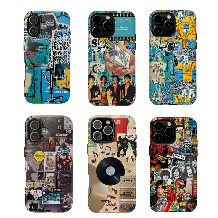 The Strokes Album Collage Phone Case | Indie Rock Aesthetic,Tough protective phone case,Compatible for iPhone 16 15 14 13 12 11 17Pro Max,for Samsung S25 S24 S23 S22 Ultra,Durable Dual-Layer design phone cover,Perfect Gift for Her