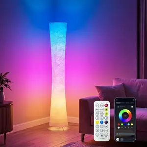 RGB Round Floor Lamp, 61'' Smart LED Corner Lamp with App and Remote Control, 16 Million DIY Colors, Music Sync, Modern Standing Lamp for Living Room Bedroom Gaming