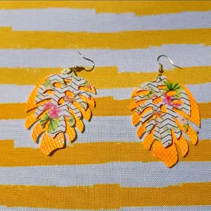 Limited Edition Metallic Orange Handmade Leaf Shape earrings