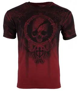 XTREME COUTURE Men's T-Shirt SHADOW WALKER Red Biker Skull S-5XL Crewneck Cotton
