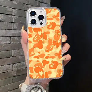 Magnetic Soft TPU Smartphone Cover - MagSafe-Compatible, Waterproof, Anti-Scratch, Camera Protection, Resistance, Lightweight Secure Fit for iPhone 11/12/13/14/15/16/17 Pro Max, Orange Camo Aesthetic Mobile Accessory
