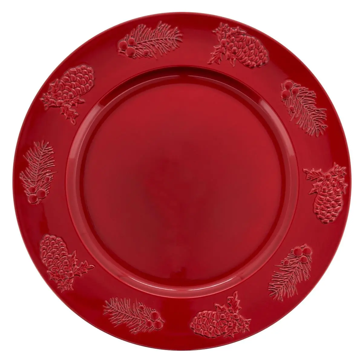 SARO Charger Plates with Holly Berry Design - Set of 4