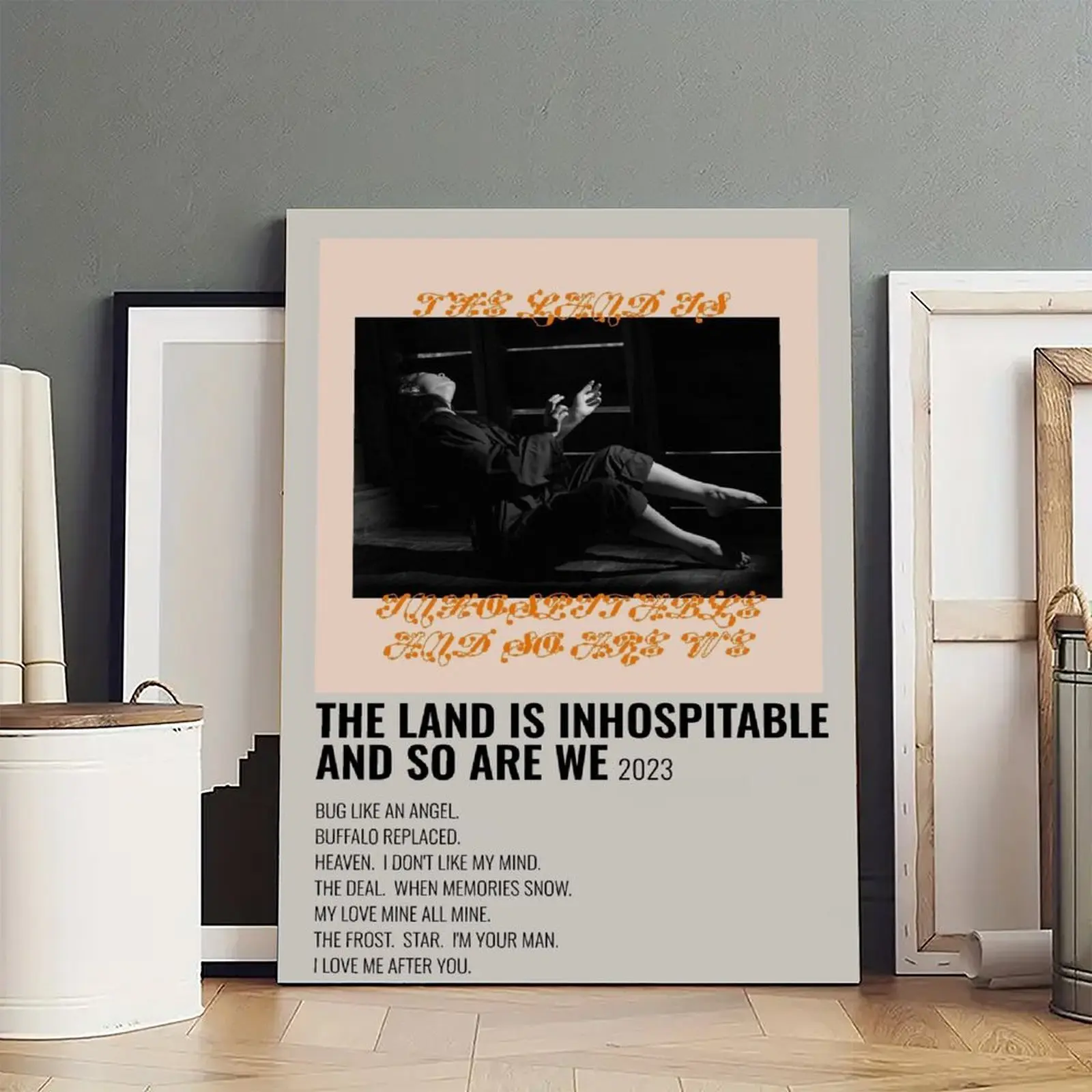 Mitski The Land Is Inhospitable And So Are We Frameless Wood Wall Art, Modern Aesthetic Canvas Poster, Home Decor Gift for Living Room & Bedroom