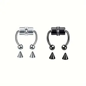 Stainless Steel Magnet Nose Rings, Y2K Horseshoe Rings Accessories for Men