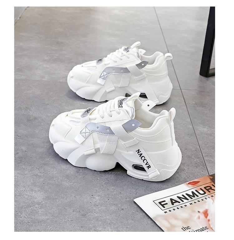 2025 Spring Thick-Soled Height-Increasing Dad's Shoes for Women, Unique Design, Versatile Sports Casual Sneakers Beige Black