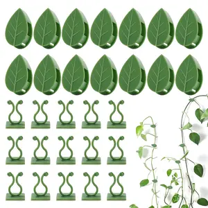 100 Pcs Self-Adhesive Plant Climbing Clips – Invisible Vine Traction Holders, No-Drill Wall Fixture for Garden, Green Leaf Simulation, Wire Fixing Support