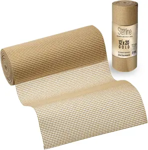 Shelf Drawer Liner Non-Adhesive Liners for Kitchen Cabinets Cupboard Pantry Non-Slip Waterproof Oil Proof Shelve Liners 12" x 20 ft Tan Shelf Paper Coasters Cover