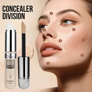 High Cover 2-in-1 Liquid Concealer Foundation 15ml Covers Blemishes Freckles and Acne Marks Flawless Finish Makeup Concealer Pen Shade