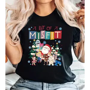 Christmas-Themed Graphic Print Women's Fashion T-Shirt - Casual Style, Medium Stretch Knit Fabric, Round Neck, Short Sleeve, Comfortable Summer