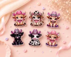 Cowgirl Highland Cow MagSafe Phone Grip, Country Style Acrylic Phone Holder, Pink Coquette Pop Socket, Cute Farm Animal Phone Stand, Highland Cow Phone Accessory