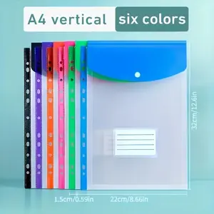 6pc Mixed Color Ring Binder with Pockets, Expandable A4 File Folder, High Capacity Organizer for School, Office, Home, Travel, Portable Design