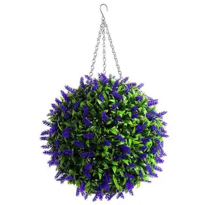 HANGING TOPIARY BALL LAVENDER ARTIFICIAL FLOWER