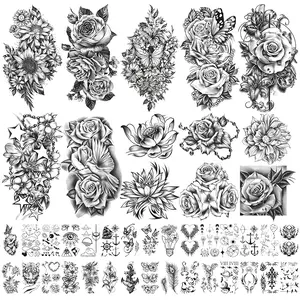 40 sheets Waterproof Temporary Tattoos Flowers Rose Butterfly Fake Tattoo Mix Style Lasting Body Art Tattoo
