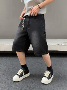 Men's Fashion Loose Fit Denim Shorts Pocket Natural Jean, Lightweight Outdoor Activity Essentials, Casual Streetwear Y2K Hip-Hop Trend, Perfect for Spring & Fall, Menswear