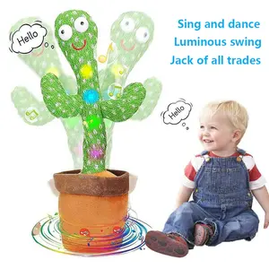 Singing & Dancing Cactus Toy - Repeats What You Say, Colorful Lights, USB Rechargeable, 120 Songs, Perfect Gift for All Ages (Green) talking  toys