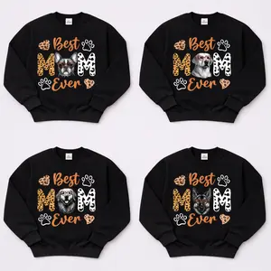 Best Dog Mom Ever Leopard Print Sweatshirt Black & White – 25 Cute Dogs Personalized Custom Dog Lover Gift for Stylish Moms Today