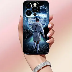 FootBall Star  TPU Mobile Phone Case, Shockproof and Anti Fall, Birthday or Festival Gift for Men and Women for iPhone17 16 15 14 13 12 11 XS XR X 7 8 Plus Pro Max SE Smartphone Protection Black Sensitive Control Double Upgrade Precision Fit High Definiti