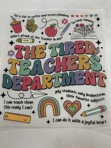 1 DTF Transfer Teachers "Tired Teacher" Ready to heat Press transfer dtf transfer