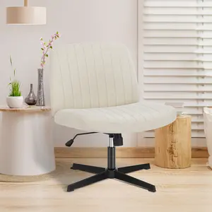 Sweet Furniture F Height Adjustable Criss Cross Chair - Armless Desk Chair No Wheels Cross Legged Office Chair Wide Swivel Home Office Desk Chairs