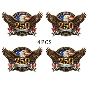 4PCS USA 250th Anniversary Car Decals, SummerVibes, Patriotic 1776-2026 Independence Day Vinyl Stickers for Car Truck Window Laptop, American Flag Bumper Decor
