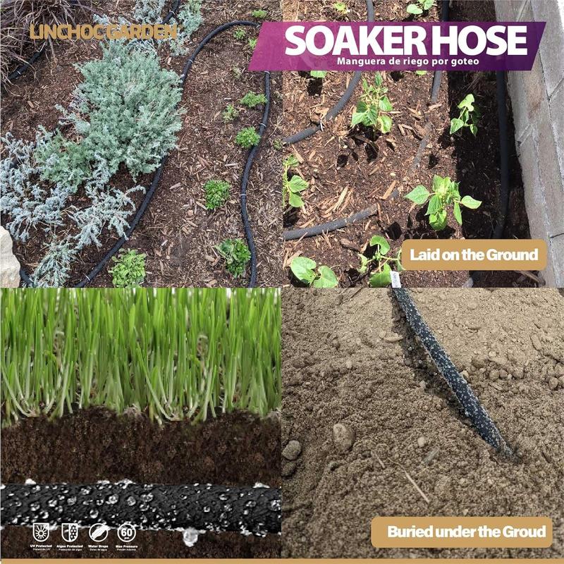 LICNCHOC GARDEN Soaker Hose 10ft,1/2 INCH Flexible Durable Garden Hose for Efficient Watering, Leak-Proof Design 100% Recycled Rubber,Ideal for Lawns,Gardens & Flower Beds