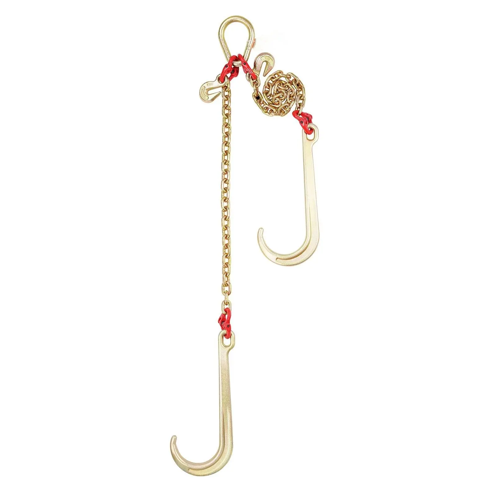 5/16" x 2' G80 Tow Chain J Hook V-Chain Bridle Grab Hook Wrecker 10800 lbs