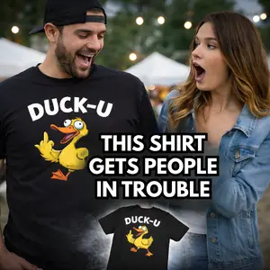 DUCK-U Funny Graphic T-Shirt | 100% Cotton - Unisex Fit | Viral Reaction Tee | Conversation Starter | Big Rizz Tees