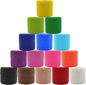 15 Pack Self Adhesive Bandage Wrap 2" x 5 Yards, Non-Woven Bandage,Vet Wrap Breathable Elastic Self-Adherent Cohesive Wrap for Stretch Athletic, Sports, Wrist.Ankle (Mix) Outdoor Shin Guards