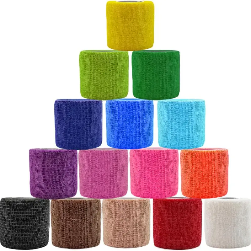 Unisex 15-Pack Cohesive Self-Adherent Elastic Stretch Bandages, 2" x 5yd Lightweight Muscle & Joint Support Injury Wrap Sports Tapes, Portable Athletic Wrist Support, Breathable Outdoor Use, Muscle Support Sports Tapes