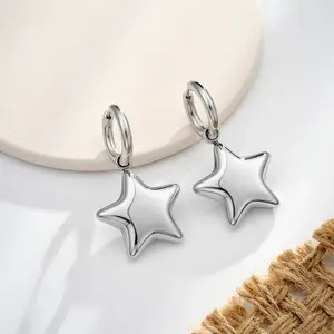 Bubble Star Water Safe Stainless Steel Hoop Earrings