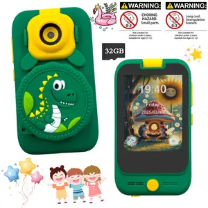 Educational Play Phone for Kids, Flexible Rotating Camera, Multifunction Camera & Microscope 2-in-1 Function, 32GB Card Compatible, Ideal Choice for Capturing Daily Moments