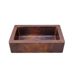 Akicon Single Bowl Handcrafted Custom Copper Farmhouse Kitchen Sink