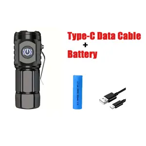 Mini Rechargeable Flashlight with Magnetic Base, Super Bright Compact EDC Flashlight 5 Modes, Portable Small Pocket Light for Camping Emergency (1 Pack, Black)