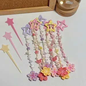 Colorful Star Beaded Hair Clip – Handmade Floral Charm Hairclip, Cute Aesthetic Hair Accessory