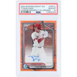 Tyson Lewis Cincinnati Reds Autographed 2024 Bowman Chrome Sapphire 1st Bowman Orange #CPA-TL #12/25 PSA Authenticated 10 Card - Fanatics Authentic Certified