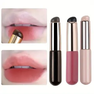 Portable Silicone Lip Brush Set with Protective Cover, Mini Makeup Brushes, Lipstick and Balm Application Tool, 3-Piece Set, Brush Kit