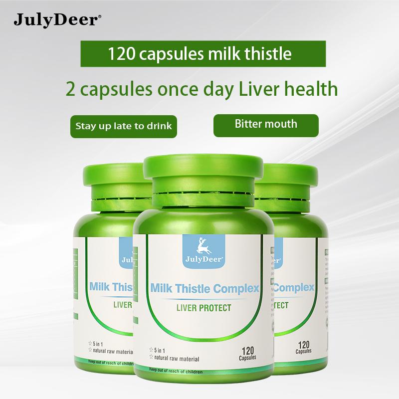 JulyDeer Silymarin Milk Thistle Extract 630 mg with Artichoke and Dandelion, Double Strength, Supports Liver Function, 120 Veg Capsules Supplement Edible