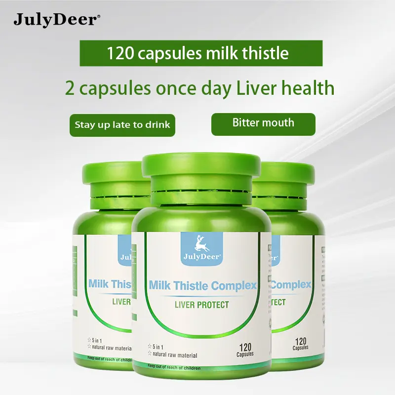 JulyDeer Silymarin Milk Thistle Extract 630 mg with Artichoke and Dandelion, Double Strength, Supports Liver Function, 120 Veg Capsules Supplement Edible