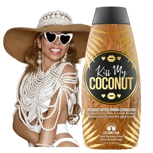 Elegant Sun Kiss My Coconut Tanning Lotion - Golden Tan Intensifier w/ Coconut Milk & Cocoa Butter, No Bronzer, Unisex Skin Hydrator