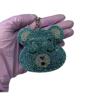 Blue Sleepy Bear Bag Charm or Keychain with Sparkling Details and Comfortable Grip